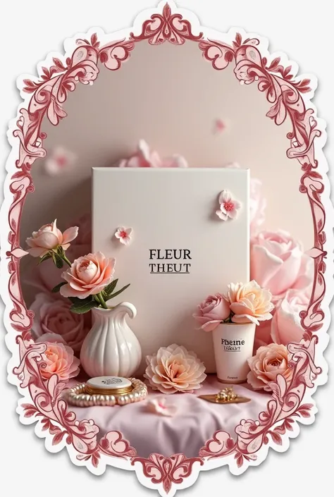  Photo style sticker, Beautiful gift set for a woman, French charm, font in capital letters at the bottom FleUR_The_NuIT in a beautiful. Two text spaces on the sides.  chat in beautiful frames 