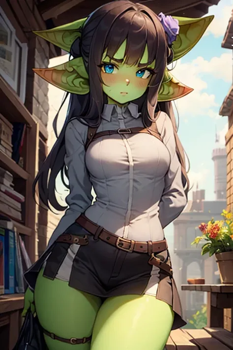 an 18 year old girl,goblin ears, goblin body