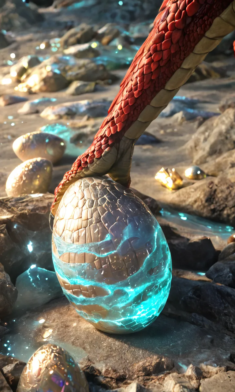 (best quality,4k,8k,highres,masterpiece:1.2),ultra-detailed,(realistic,photorealistic,photo-realistic:1.37),intricate dragon egg,glowing blue and red dragon egg,highly detailed scales,shimmering crystalline shell,iridescent surface,organic textures,natural...