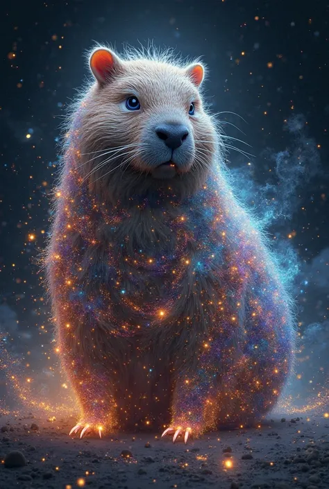 Crea un capybara cuya piel sea el universo, asi como eternity de marvel