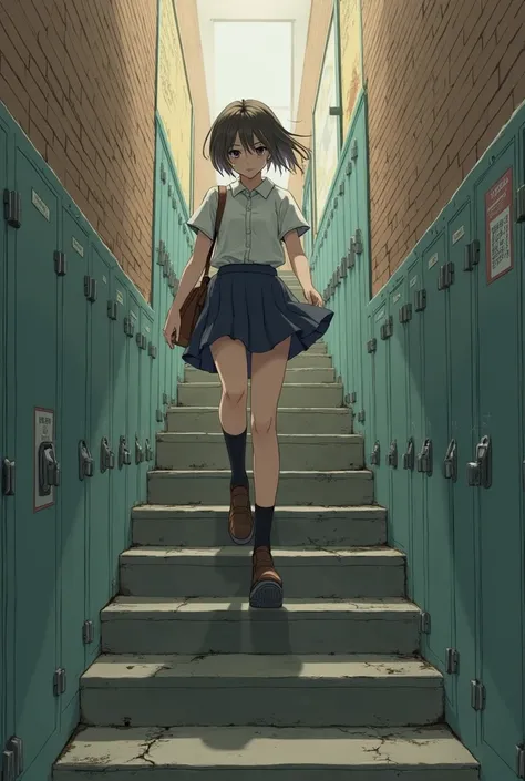 One more school staircase girl