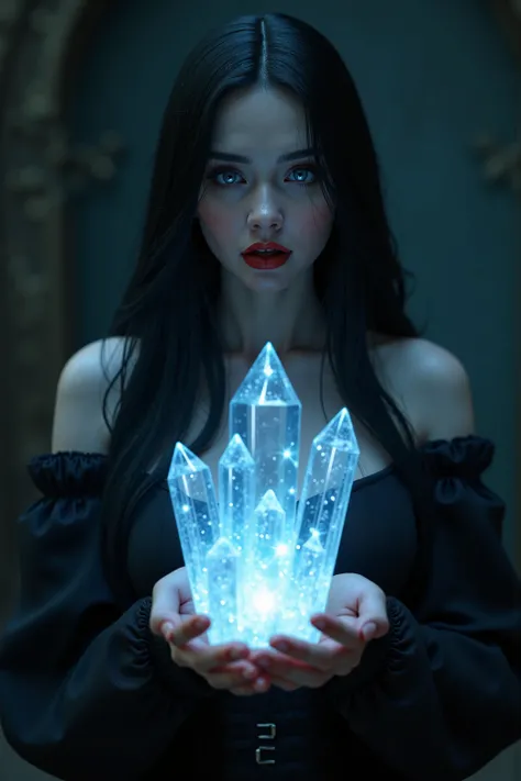 ((RAW Photo), absurd, (absurd resolution)), masterpiece, best quality, (Extremely detailed 8k unity CG wallpaper), (best illustration), (best shadow), Realistic lighting, beautiful detailed glow, ((21 years old)), girl, long black hair, Goddess queen, pale...