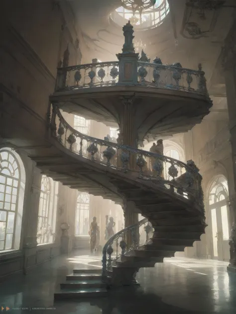  I have a large room with stairs and a spiral staircase, Futuristic Persian Palace, cgsociety Unreal Engine,  brilliantly designed throne room ,  Unreal Engine rendering, Unreal Engine 5 : :, Futuristic Palace, Rendering with Lumion, Unreal Engine HD Rende...