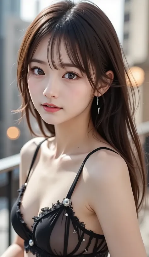 8k,Ultra High Definition ,  TOP QUALITY,  masterpiece,rule of thirds,golden ratio, surreal, photos,  one woman,(  girls on the left:1.3),cute,cute顔, Beautiful Eyes in Every Detail , 細かくexhaustive, mature woman, princess,full body,smile, black hair,Shag hai...