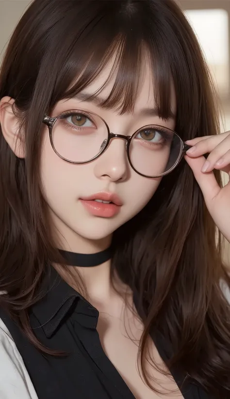 masterpiece, top quality, TOP QUALITY, high resolution, Photorealistic, RAW photo, 8K wallpaper unified with extremely detailed CG.
1 female, beautiful female teacher, dark brown hair, Bang Hairstyles , brown eyes, glass, Moist strip, professional...