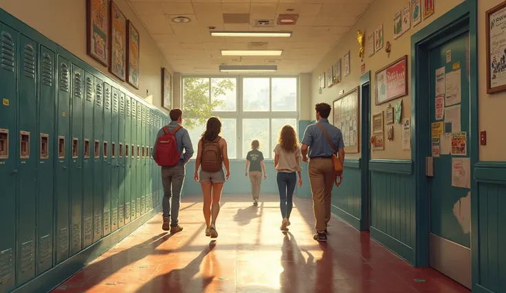 Make a school corridor. Americana. 