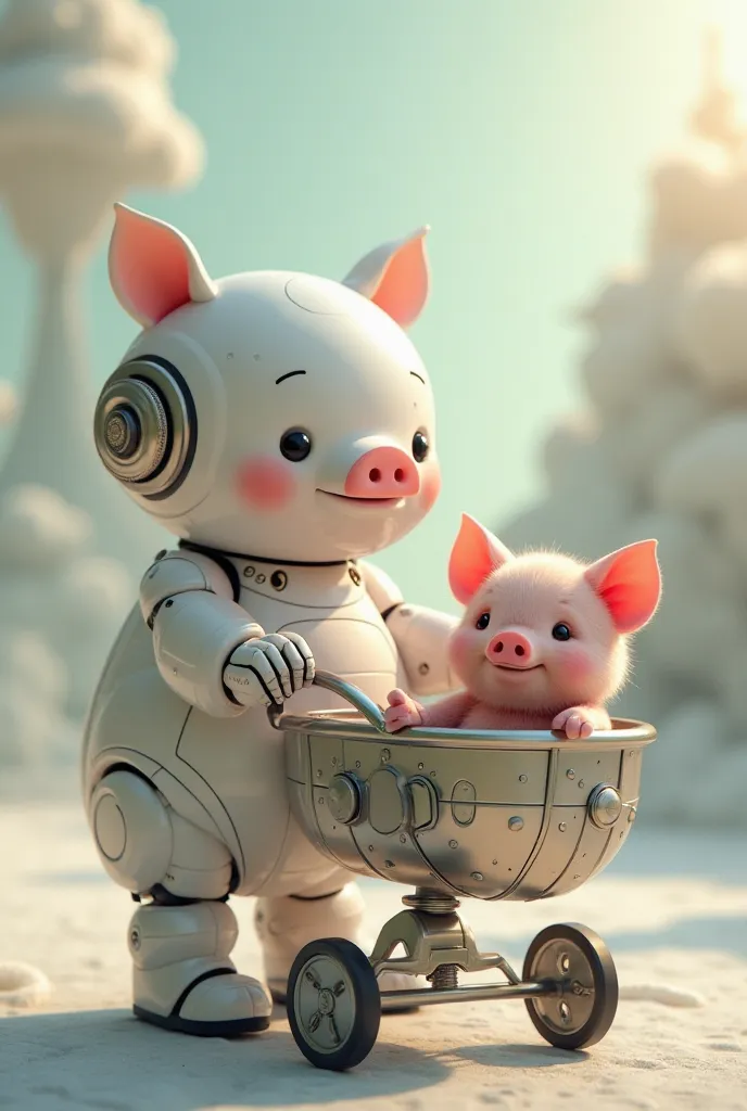 I want 5 images of a very chubby smiling  carrying a pig in a stroller

I want images of artificial intelligence