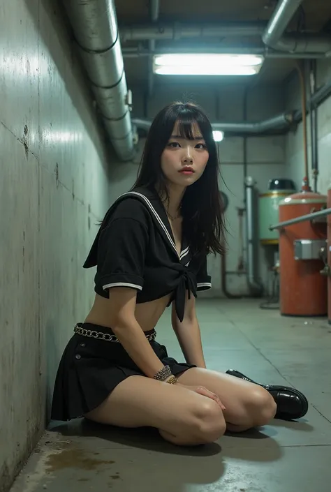 A23-year-old Japanese woman with a well-groomed face and large eyes that are characteristic and very beautiful

masterpiece best quality, photorealistic portrait set in a stark industrial environment. The setting includes rough concrete walls, pipes runnin...