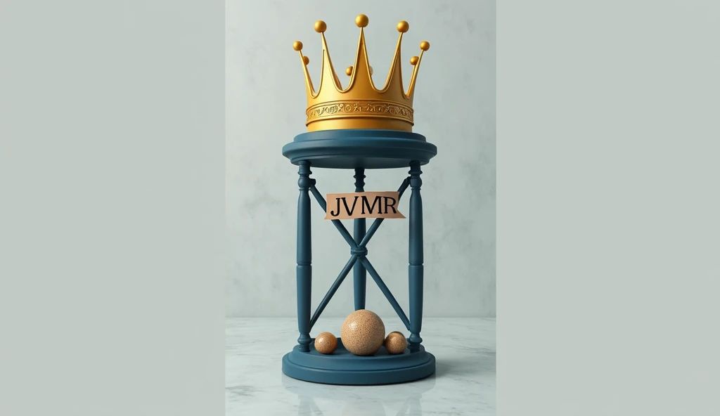 Create ten 3D HD images of a logo based on a three-pointed crown at the top centered and below the initials JVMR, could be superimposed one on top of the other or interspersed for a computer wallpaper...