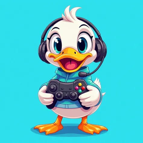 um pato, icon, cartoon, gamer, blue background