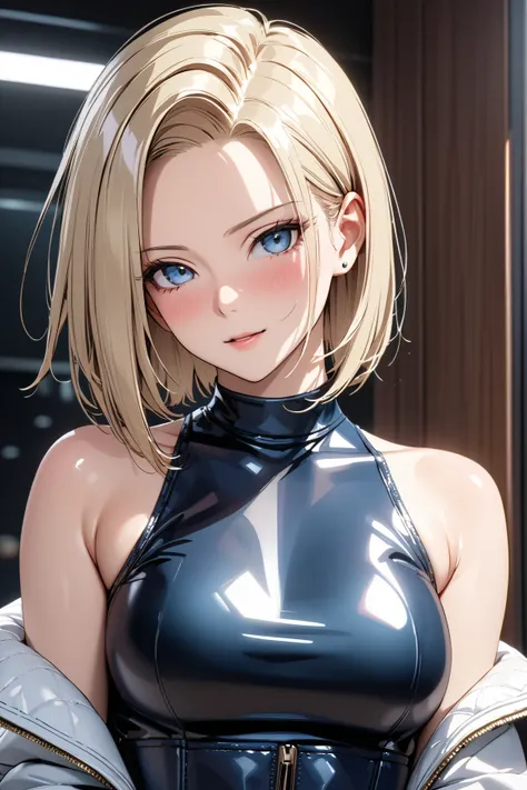 blush,  with a horny face , (Android 18), masterpiece, highest quality, UHD, retina, masterpiece, accurate anatomy, super detailed, high quality, best quality, 8k