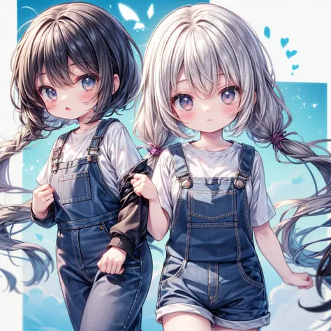  chibi、cute、oversized overalls、Heartwarming、