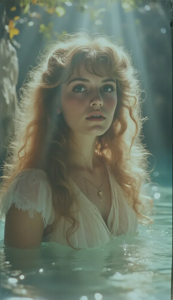 1995 fantasy movie film still, Cool tone misty and faded film. Aphrodite was the goddess of love and beauty. The Greeks believed Aphrodite was created from the foam of the sea on the shores of Paphos, Cyprus. She was considered the most beautiful of the go...