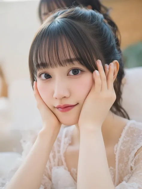 (sexual climax:2.0),(:2.0), short hair,Bar part ,((Wear a lace nightgown:2.0)),28 years old,(1. Super cute Japanese girl:1.5),( detailed face,super detailed eyes, Amazingly beautiful eyes ,Symmetrical droopy eyes:2.0),( natural cosmetics,smile, open your m...