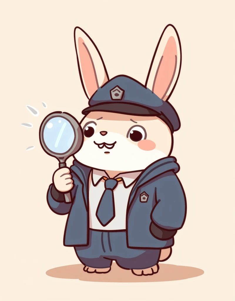 (  masterpiece:1.2, best illustration),8k16k, wallpaper,(rabbit Detective:2.0),( I'm looking at the magnifying glass:2.0),(My eyes look big on the magnifying glass ),(He's wearing a police costume :2.0),( minimalist:2.0),( cute:1.6),(  anime artwork:1.6),(...