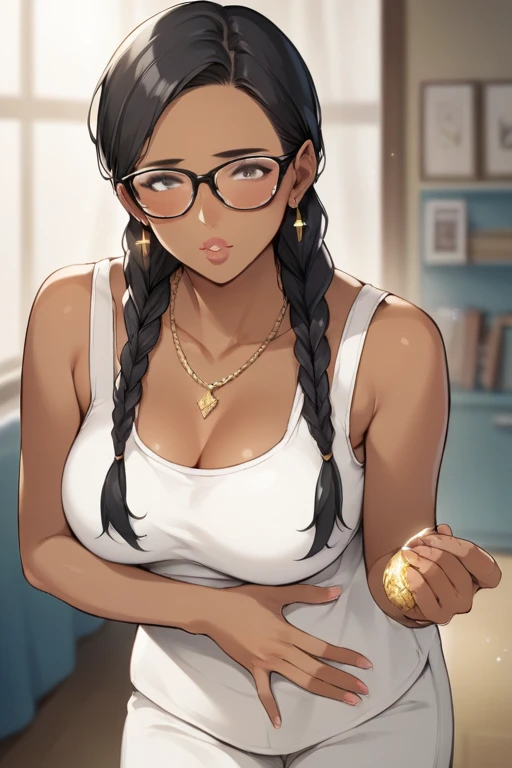  score_9, score_8_up, score_7_up,  source_ anime，safe，nsfw， uncensored， alone,  woman 1 person， Human Appearance ， black hair ,  braids，giant dragonfly style , wearing glasses，blush， Sexy Body ，Indian high school girl，Wear a saree，cassava， Onam Saree， dark...