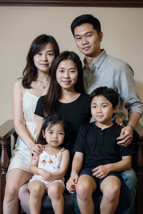 Hello everyone! My name is Xiaolin. This is my family. There are five people in my family. Dad, mom, big sister, little brother and me in one frame.