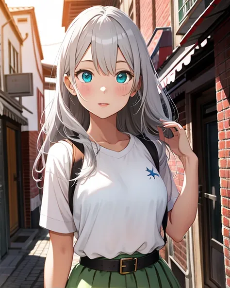 Muted but vibrant colors overall, Manga style, Medieval fantasy style, Night town, Silver-haired girl (Ethnicity: 1.2), (Age: 1.1), (Detailed clothing description: 1.2), (Accessories: 1.1), (Facial features: 1.3), (Expression: 1.2), (Body type: 1.1), (Pose...