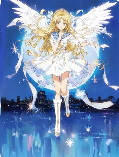 a anime girl with long hair and angel wings flying in the air, anime goddess, daytime ethereal anime, ethereal anime, aya takano color style, the sailor galaxia. beautiful, anime barbie in white, anime girl named lucy, aya takano, angelic purity, full - bo...