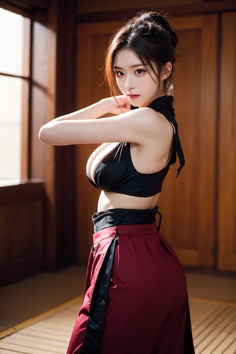 top quality,high resolution,8k,big boobs, slim waist ,big ass,Katana,samurai,swordsman,Nice pose,Brilliant Poses,Strong pose,Traditional costume,Hanbok,colorful costumes,body anatomically accurate, Physical movement,swordplay,Kendo,swordplay 자세,Kendo 자세,Br...