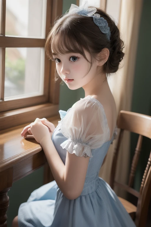  Super High Definition、 Real Photos、( extremely detailed CG Unity 8K wallpaper 、masterpiece)、(Best lighting、 Best Shadow、Extremely Delicate and Beautiful)、Ultra Detailed、《Alice in Wonderland 1.2》、《 Petite baby-faced beauty with bold cropped hair ：1.5》、cute...