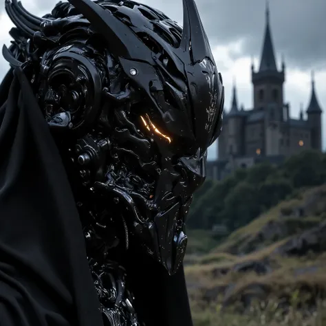 ((realistic)), cinematic shot, movie theatre, See photo , 最high quality, high quality, ( detailed face and eyes :1.1), A giant knight in black armor, ((complicated helmet)), Face Mask Armor, ((big eyes)), Black sclera, In the countryside, dark eyes, subs...