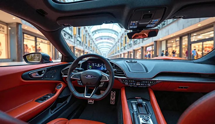 Interior view of cabin of 2025 Ford GT in huge Mall 