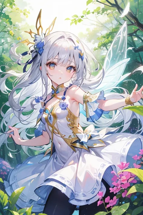 There is a beautiful spring deep in the forest。Colorful beautiful flowers々is clear and transparent。little beautiful fairies are flying around the spring。What plays with the fairies in the center of the spring has silver hair and golden eyes、It has pure whi...