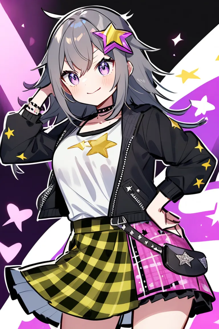 Neko girl anime cute plaid skirt rockstar