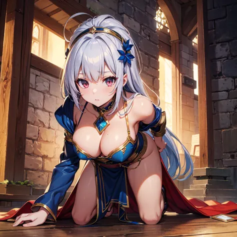 High quality, ultra detailed, best quality, highly detailed, beautiful, masterpiece, vibrant colors, shiny skin, female group, knights, medieval, fantasy, breasts, sexy pose, seductive pose