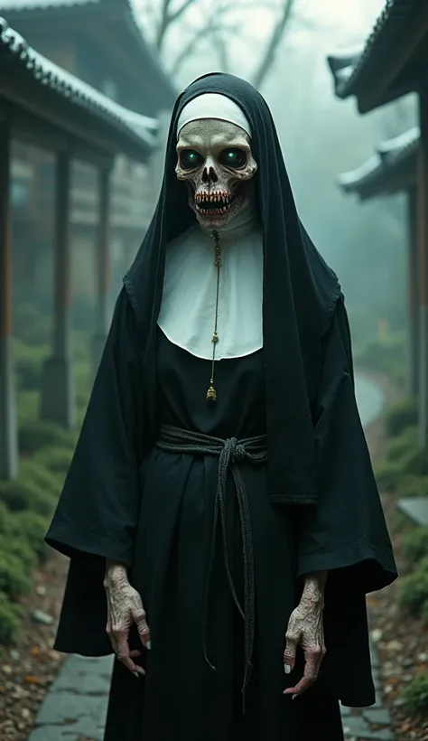 insolent puny Deep copper nun of world of Silent Hill,japan garden,A charming and fascinating creature with other worldly forms that blend the best aspects of the monster human form and the innocent charm of a precocious , once pretty,old medieval wear, (b...