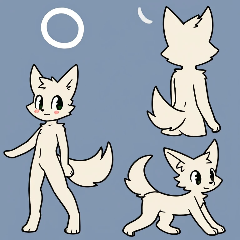  wolf,Furry ,  simple art  ,thin,  Slightly cute and slightly scary style,  ,  Anatomy Correct, Multiple Views, Setting diagram, , Three views, whole body，Back, on the side of the character, 