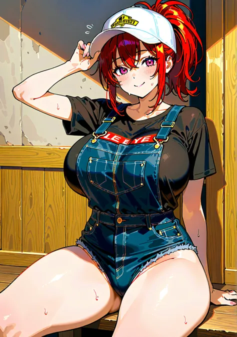 Ultra Fine、  beautiful girl、Yankee Girl、burgundy hair、  Disheveled Ponytail、  gal、Ranch、Keeper 、 Stable Clerk 、 Thoroughbreds 、 horse 、horseと向かい合う 、 Overalls、 t-shirts、  panties、  TOP QUALITY ,   Striptease、thick thighs、big breast、 Bbo~、  cap、sweat、A smile...