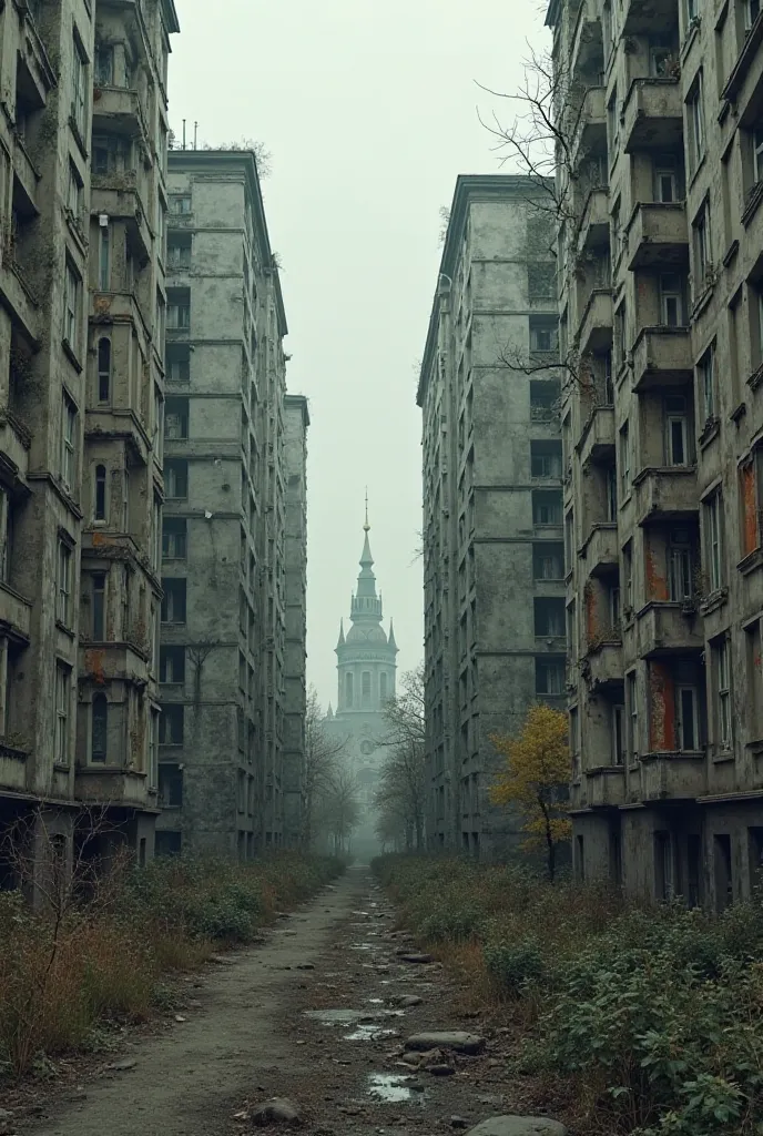 The destroyed Khrushchev buildings in the Nevsky district of St. Petersburg