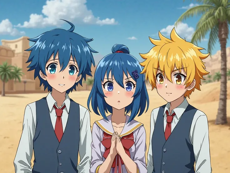 famille japonais de 3 fréres et 1 mère 
beaux menaçant sauvage charismatic
de l'anime blue lock saison 3.
ont tous les cheveux bleu et jaune herissé ont pas la même couleurs de 
yeux stylé artificiel.
bien habiller.
sont dans un palais a Dubai avec plein d...