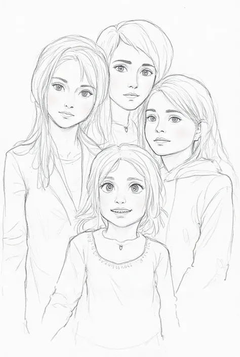 Pencil design sketch picture of girls 