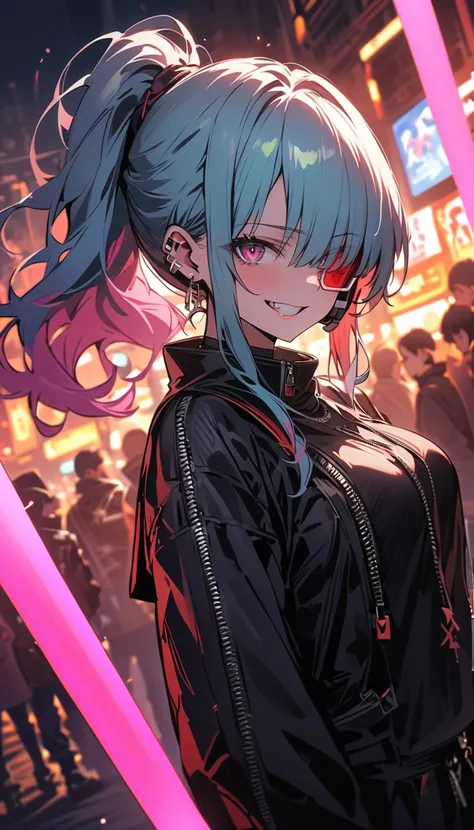 ( beautiful girl : 1.3), 4 girls ,(protective clothing,headband,earrings, lightsaber,scouter), Gold, black hair, Hair, Silver Hair, red hair ,Blue Hair, green hair,Pink hair,Purple Hair,ponytail, bob cut ,twin tails,long hair,short hair full of pee, with b...