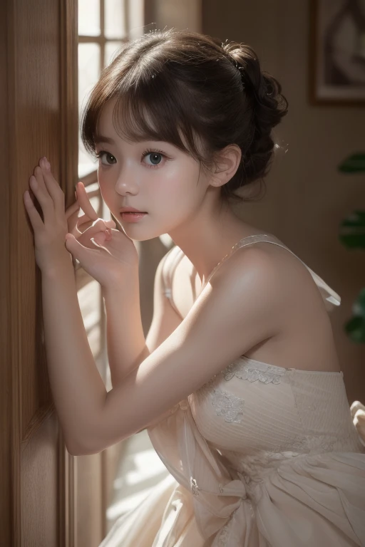  Super High Definition、 Real Photos、( extremely detailed CG Unity 8K wallpaper 、masterpiece)、(Best lighting、 Best Shadow、Extremely Delicate and Beautiful)、ultra detail、《Alice in Wonderland 1.2》、《 Petite baby-faced beauty with bold cropped hair ：1.5》、cute p...