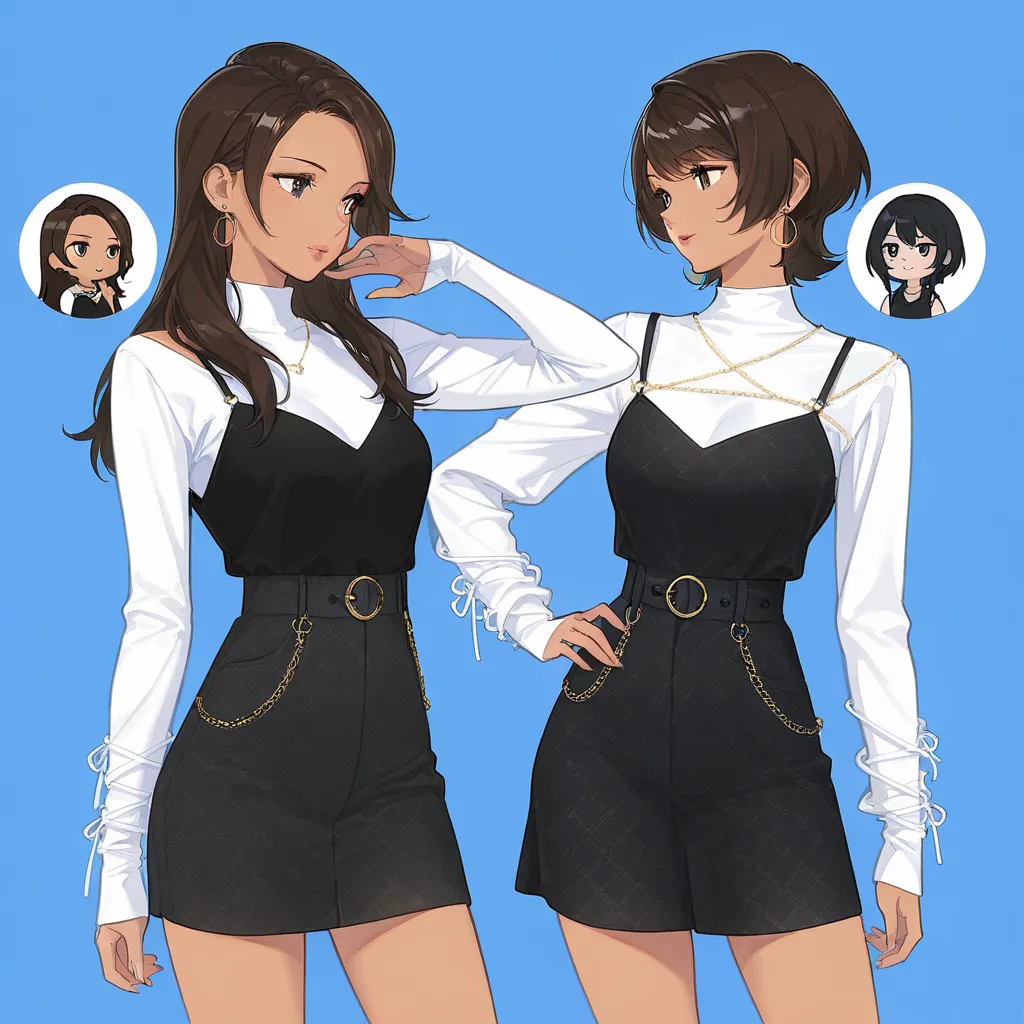 ((3 adult girls)), different characters, anime characters, outfit designs, different outfits, (cowboy shot character design), outfit design, fashion concept art, pose, looking at another,
multiple views,