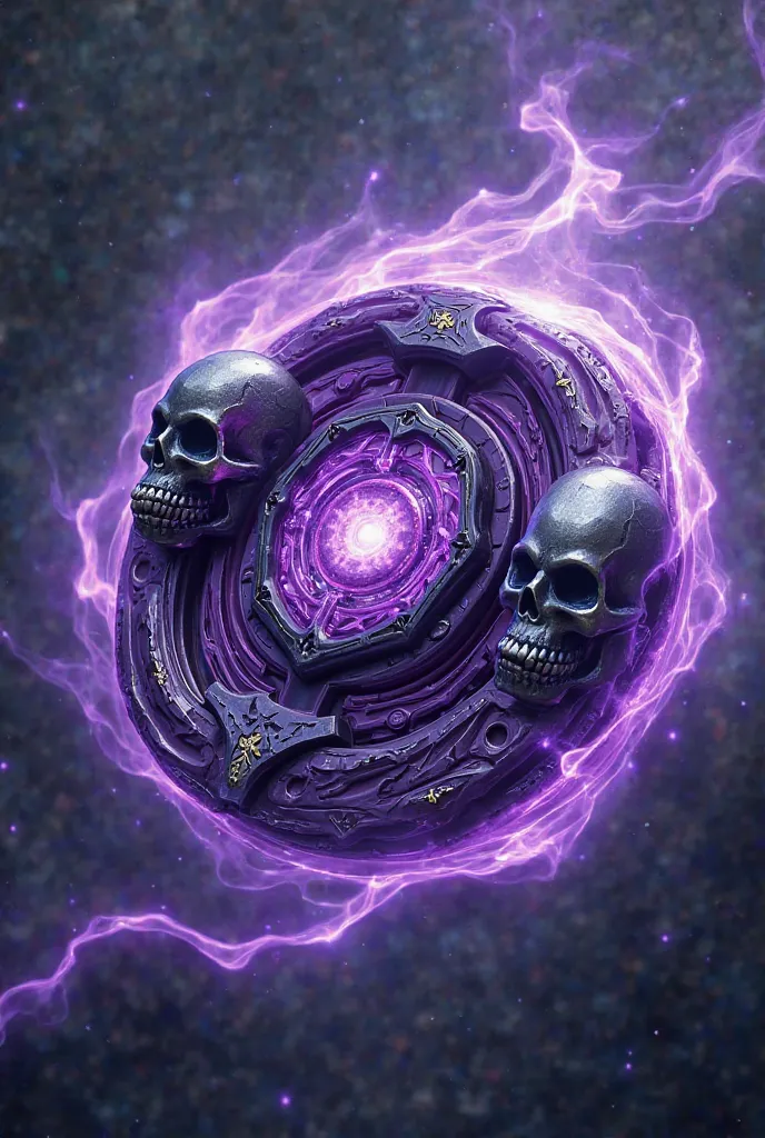 Make me a purple phantom beyblade with two skulls 