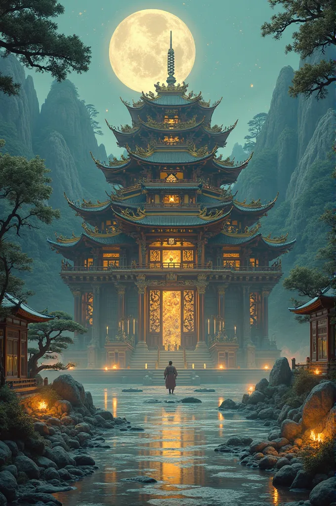 The Palace of Wisdom, a place full of magic, a place without people, full of luxury, a powerful place and at the same time mystery., beautiful Japanese style 