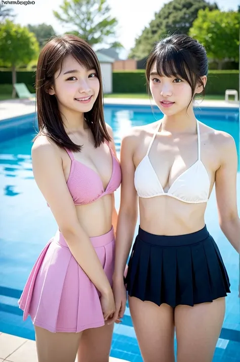  stand by the school pool、                    beautiful、sexy micro bikini taken by innocent high school students      、     happy/joy、           tagio            、            The girl on the left    ,        3 person micro bikini                       &#39...