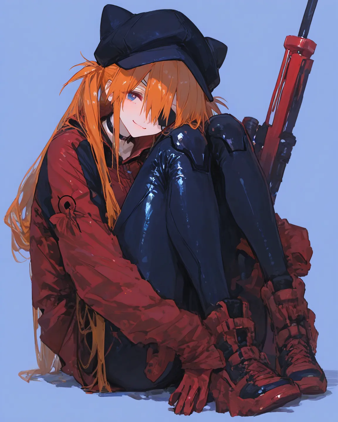  Top Quality,     masterpiece,      748cm style  ,          cute 8k wallpaper、   、  high detail、、            absurd,      latest,                Neon Genesis Evangelion、    woman 1 person、   Su Long Aska Langley   、  orange hair、     blue eyes、     eye pat...