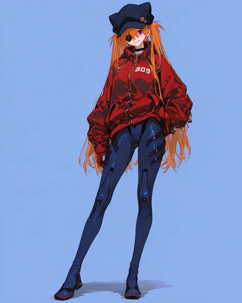  Top Quality,     masterpiece,      748cm style  ,          cute 8k wallpaper、   、  high detail、、            absurd,      latest,                Neon Genesis Evangelion、    woman 1 person、   Su Long Aska Langley   、  orange hair、     blue eyes、     eye pat...