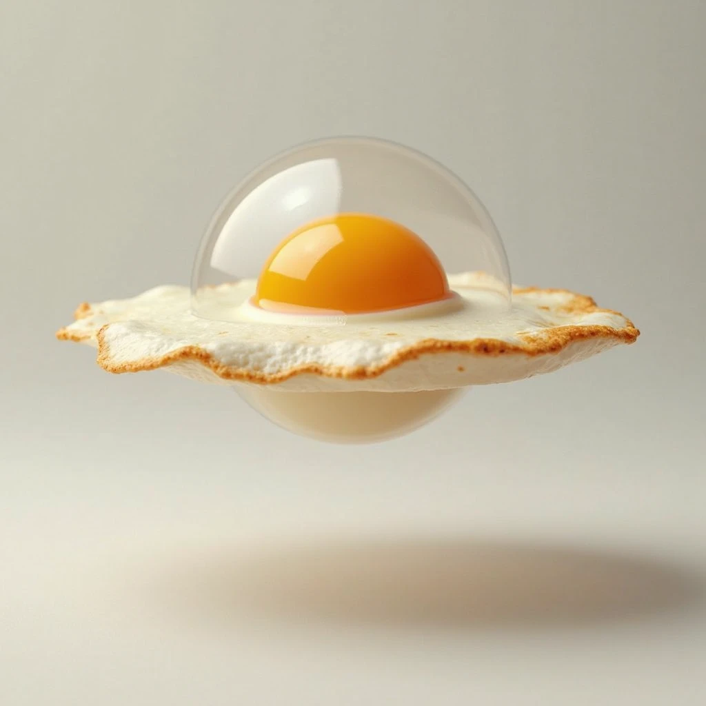 I need the fried egg to look like a UFO. isolated from the background