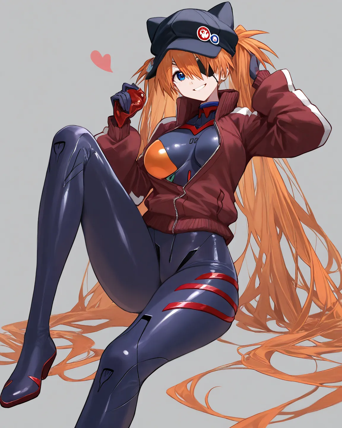  Top Quality,      masterpiece,       748cm style  ,          cute 8k wallpaper、   、  high detail、、            absurd,       latest,                Neon Genesis Evangelion、     woman 1 person、   Su Long Aska Langley   、  orange hair、      blue eyes、      e...