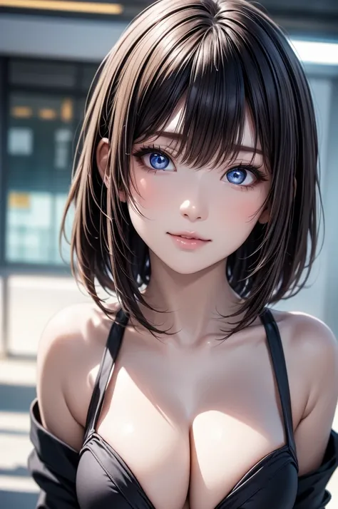 (masterpiece, highest quality:1.2), high resolution, ultra detailed, beautiful, RAW Photo, 4K, 8K, from above, upper body, looking down, cinematic lighting, 1girl, Pretty Japanese Idol, straight bob hair, (beautiful detailed eyes, perfect eyes:1.1), (beaut...