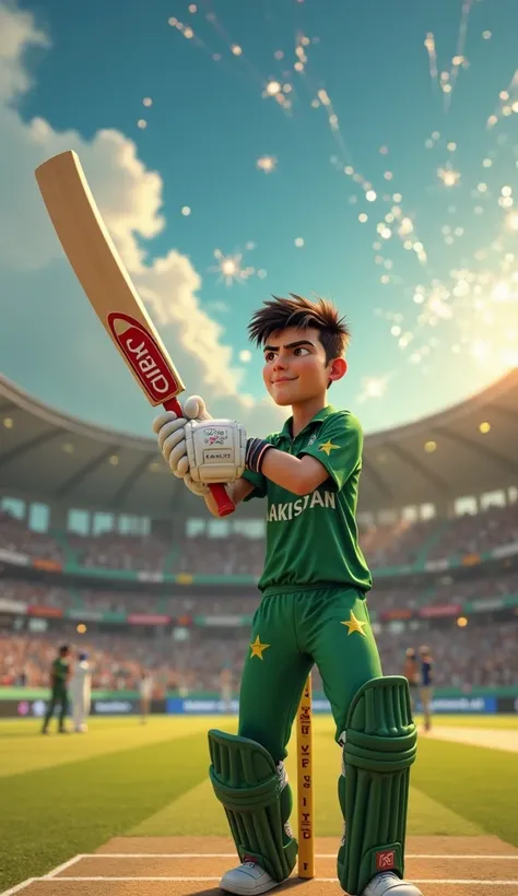 The final Pixar-style moment: Shaheen Afridi stands at the crease, eyes full of determination, gripping his bat tightly. Bumrah bowls the last delivery—Shaheen swings with all his might! The ball races to the boundary for a dramatic four! The stadium explo...