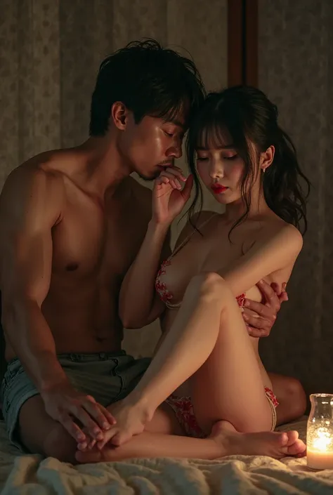 A GUY LICKS THE FOOT OF A NAKED JAPANESE GIRL