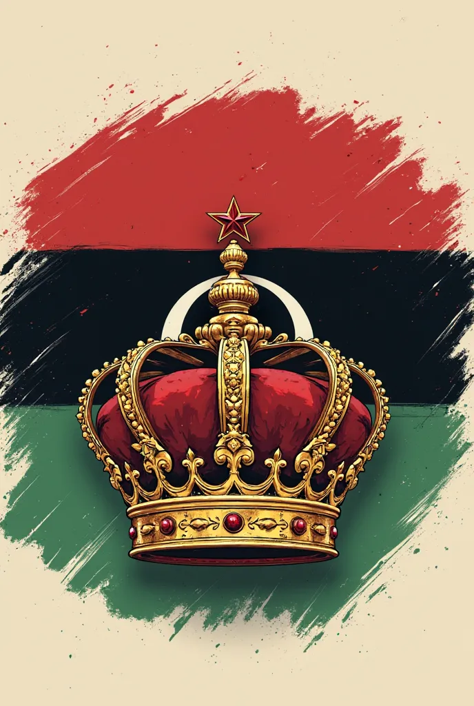 The crown and flag of Libya 